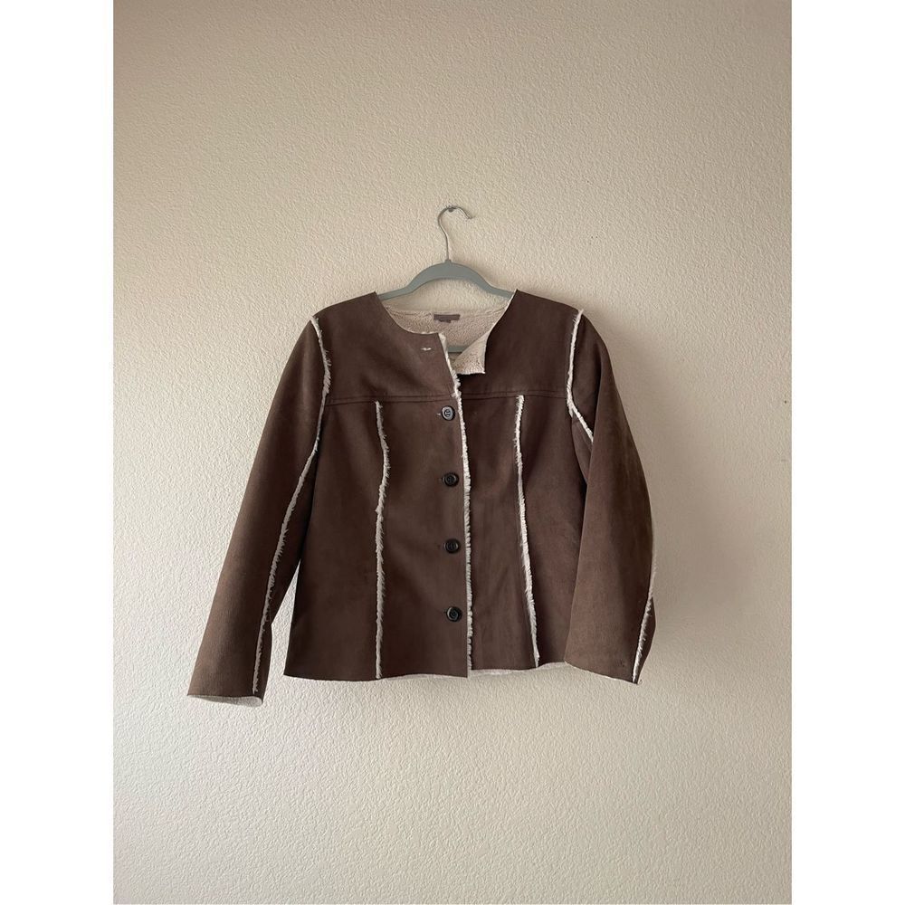 J Jill vegan suede‎ and sherling jacket small
